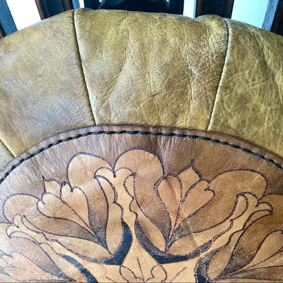 1/2 Vintage Moroccan Leather Mandala Pillow - Picture 6 of 9